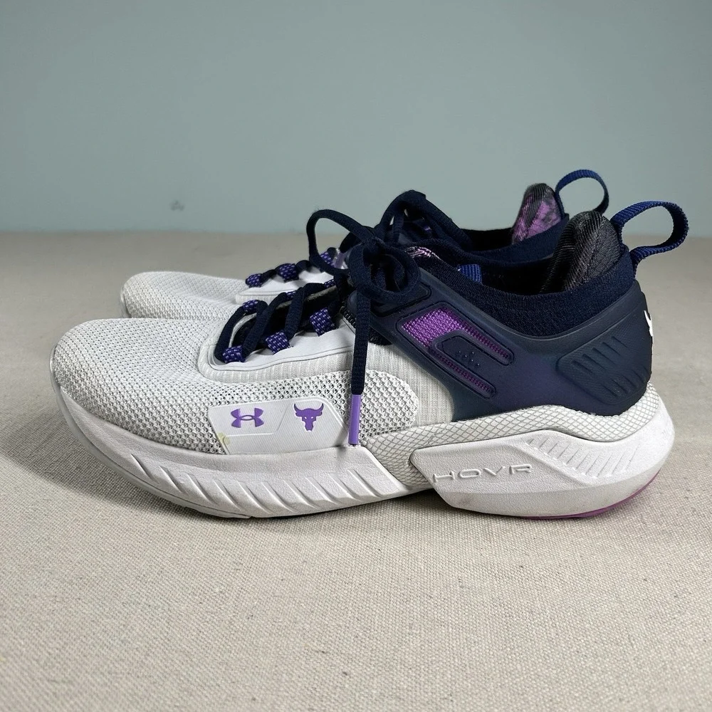 Size 9 - Under Armour Project Rock 5 Disrupt White Midnight Navy W